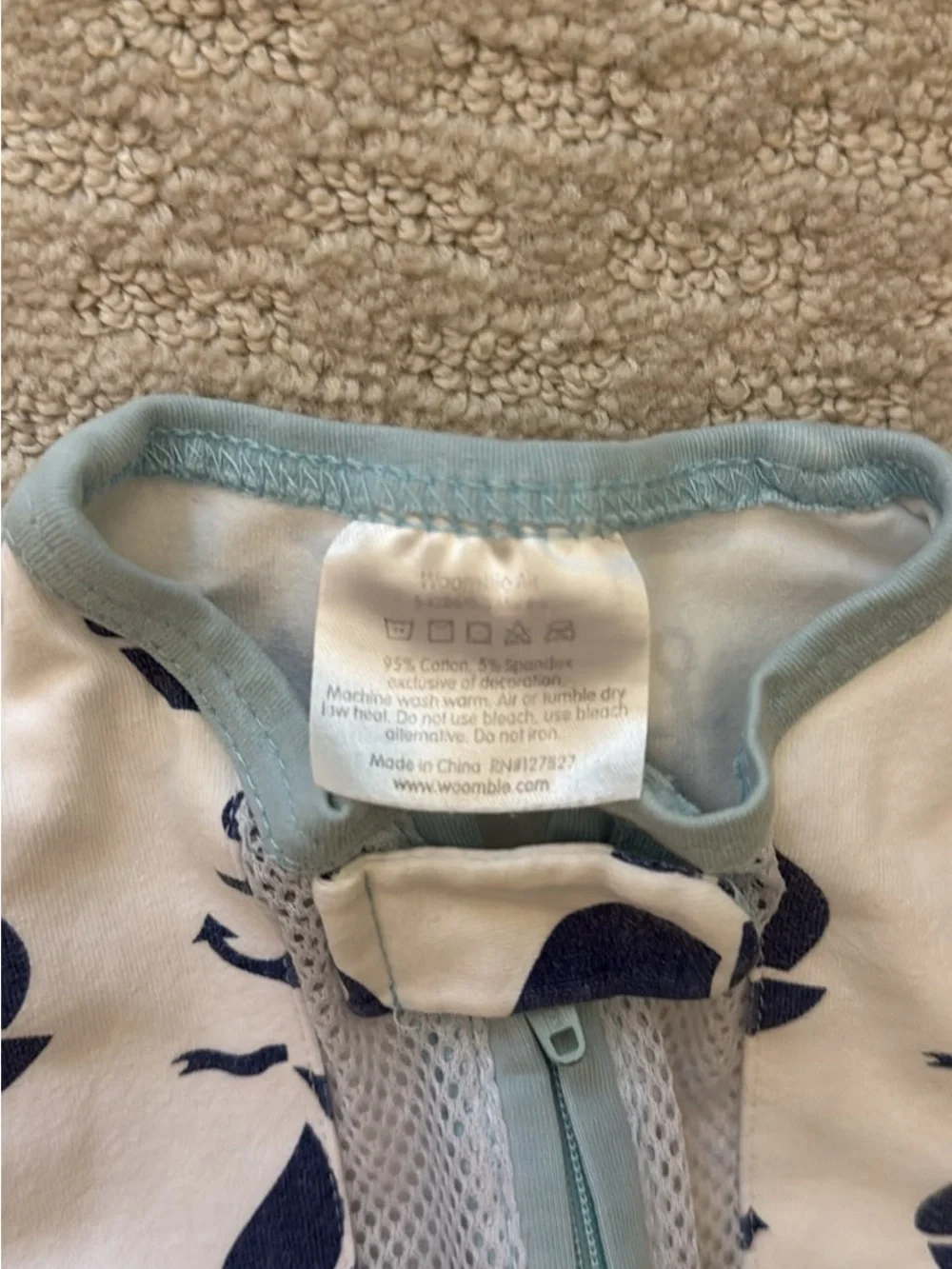 Woombie Nautical Sailboat Anchor Swaddle Sleep Sack 0-3 Months Cotton